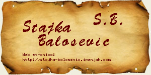 Stajka Balošević vizit kartica